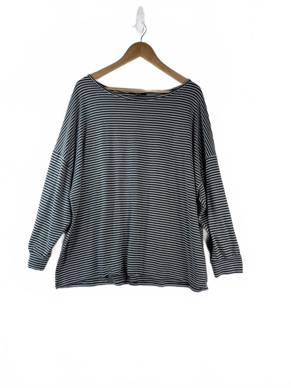 VTG Andrée by Unit Long-Sleeved Fine-Striped Knit Top 1X
